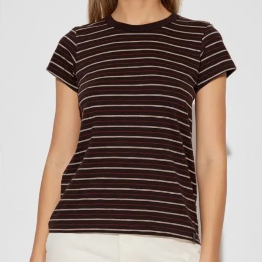 Rag & Bone Women’s Brown and White Striped Tee - Picture 4 of 5